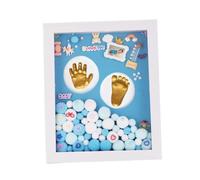 BRIGHTFUFU Cornice Portafoto della Mano del Ragazzo Ragazza, Set Ricordo, Materiale Acrilico Resistente, Kit Completo per Creazione Impronte, Regalo e Nascita