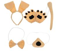 BRIGHTFUFU Costume Cane Animale con Fascia Orecchie Fiocco Guanti Dita Scoperte e Naso Finto Costume Carnevale Ragazzo Ragazza Accessori per Feste e Recite Morbido e Comfort Ottimale