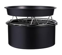 BRIGHTFUFU Kit Accessori Friggitrice ad Aria 3 Pezzi, Teglia Pizza 16 Cm in Acciaio Inox, Cestello e Supporto Vaporiera, Utensili Cucina Multifunzione Lavabili in Lavastoviglie per Casa