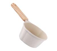 BRIGHTFUFU Pentola Piccola con Beccuccio per Versare Olio, Pentola per Latte in Lega di Alluminio con Manico in Legno, Pentolino Compatto per Cucina e Campeggio da 250 Ml