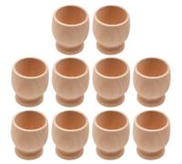 BRIGHTFUFU Porta Uovo in Legno 10 Pezzi Beige, Supporto per Uova da Dipingere per Laboratori Creativi e Feste a Tema