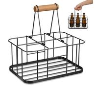 BRIGHTFUFU Portabottiglie in Acciaio al Carbonio e Materiale Naturale Stile Creativo, Supporto Semplice per Esposizione e Facile Trasporto, per Feste e Club Notturni