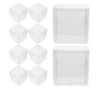 BRIGHTFUFU Scatola Cubica Trasparente Quadrata 10 Pezzi 130ml in Acrilico | Campioni Vegetali e Cristalli, Formato da Tavolo, Organizzazione Efficiente, Confezione Multipla
