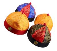 BRIGHTFUFU Set 4 Cappelli Vintage Qing Dynastia per Cosplay con Trecce - Copricapi Retrò per Spettacoli, Feste a Tema e Giochi di Ruolo - Taglia Adulta Comfort