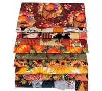 BrightGlow 10 Pezzi di Cotone Patchwork Girasole Fat Quarter Bundles Zucca Quadrato Autunno Acero Plaid Stampato per Fai Da Te 50 x 50 cm