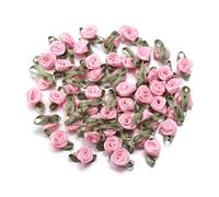 BrightGlow 100 mini rose in raso, per fai da te, fiocchi, rose finte, rose artificiali, fai da te, per matrimoni, decorazioni fai da te, colore rosa chiaro