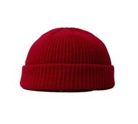 BrightGlow Berretto invernale per uomo e donna, berretto da trawler Beanie Watch Hat Roll-up Edge Skullcap corto da pescatore con polsini a maglia, berretto caldo berretto da sci in acrilico, Rosso