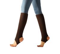 BrightGlow Caldi calzini lavorati a maglia, scaldamuscoli corti da donna, con foro per il tallone, scaldamuscoli per le gambe, calze termiche, per balletto, fitness, yoga, taglia unica, curry, Taglia
