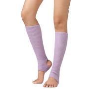 BrightGlow Caldi calzini lavorati a maglia, scaldamuscoli corti da donna, con foro per il tallone, scaldamuscoli per le gambe, calze termiche, per balletto, fitness, yoga, taglia unica, Lila#1, Taglia