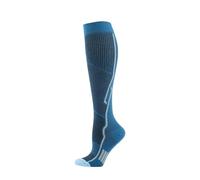 BrightGlow Calze a compressione da donna e uomo, per sport, a compressione, per vene varicose, Blu, L