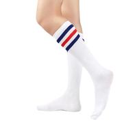 BrightGlow Calze al ginocchio da donna Calze sopra il ginocchio alte e retrò con strisce Calze lunghe sulle cosce Calze alte a strisce Calze da donna Calze sportive Taglia unica, Taglia unica