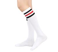 BrightGlow Calze al ginocchio da donna Calze sopra il ginocchio alte e retrò con strisce Calze lunghe sulle cosce Calze alte a strisce Calze da donna Calze sportive Taglia unica, Taglia unica