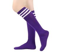 BrightGlow Calze al ginocchio da donna Calze sopra il ginocchio alte Retrò con strisce Calze lunghe sulle cosce Calze alte a righe Calze da donna Calze sportive Taglia unica, Lilla, Taglia unica