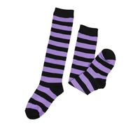 BrightGlow Calze lunghe a righe per bambini calzini alti alla coscia calze natalizie a righe calze al ginocchio calze alte ragazze calze sportive, viola-nero#6, Einheitsgröße