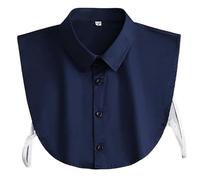 BrightGlow Collare da donna con colletto finto per camicetta, colletto da donna e uomo, colletto falso rimovibile, metà camicia, camicia, colletto a quadri, in cotone, accessori S, Blu, L