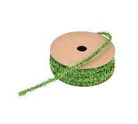 BrightGlow Ghirlanda di tinsel natalizia, sottile, mini ghirlanda di tinsel natalizie, nastro decorativo lucido, sottile, per regalo, albero di Natale, 8 mm, verde, 10 yard