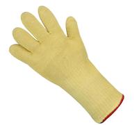 BrightGlow Guanti in aramide resistenti al calore fino a 500 °C, protezione per polso, filato aramidico, guanti protettivi dal calore, guanti da lavoro, corti, gialli, 26 cm, 2 pezzi = 1 paio