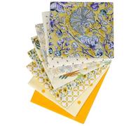 BrightGlow Set di tessuti in cotone per patchwork 100% cotone, 8 pezzi, 50 x 50 cm, stoffa per quilting, twill, scampoli di tessuto, set di tessuti, panni di cotone fai da te, per cucito, giallo