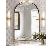 Brightify Specchio ad arco, specchio da parete ad arco, 61 x 91 cm, specchio ad arco nero, cornice in metallo nero, specchio da bagno ad arco superiore per soggiorno, camera da letto, caminetto,