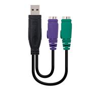 Brightium Adattatore di connessione Convertitore PS/2(tastiera+topo)-USB 2xPS/2 Maschio a USB-A Maschio, Lunghezza 15 cm. Ideale per collegare dispositivi PS/2 a porte USB.