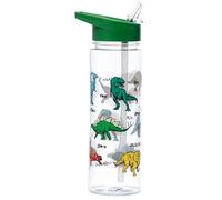 Brightium Borraccia infrangibile da 550 ml con cannuccia e manico, ideale per bambini, design dei dinosauri, realizzata in plastica resistente e sicura.