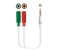 Brightium Cavo adattatore audio 3,5 mm maschio 4 pin a due jack 3,5 mm femmina 3 pin bianco, ideale per collegare dispositivi audio.