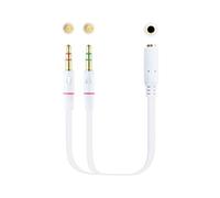 Brightium Cavo adattatore audio da 3,5 mm maschio a 2 jack 3,5 mm femmina a 4 poli bianco ideale per collegare dispositivi audio.