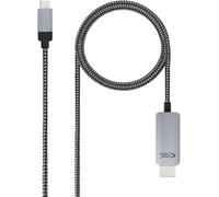 Brightium Cavo convertitore da USB-C a HDMI - 1,80 m, maschio a maschio, colore nero/argento, ideale per collegare dispositivi a schermi esterni.