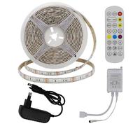 Brightium Set di strisce LED RGB 5050 da 60 LED con adattatore, controller IR e telecomando DC12V IP54, ideale per illuminazione decorativa.