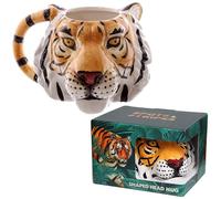 Brightium Tazza in ceramica 3D a forma di testa di tigre, fondo resistente, design dettagliato, ideale per la decorazione e l'uso quotidiano.