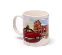 Brightium Tazza in porcellana con motivo auto, ideale per gli amanti della Fiat 500, resistente uso quotidiano.