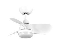 Brightium Ventilatore DC 24 W Pirdo Bianco con 3 pale da 60 cm e 2400 lumen. Offre 6 velocità e temperatura di colore regolabile: 3000-4500-6000K. Include telecomando, memoria e timer.