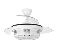 Brightium Ventilatore DC 3 pale pieghevoli 6 velocità con telecomando e timer, ideale per climatizzare spazi e decorazioni.