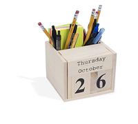 Brightmaison Ufficio o casa decorativo cubo desktop blocco calendario portapenne in legno grezzo per progetti fai da te naturale
