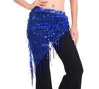 Brightup Donna Belly Dance Costume triangolo della sciarpa dell'anca Paillettes scialle Taglia unica Blu 2