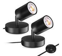 BrightWish Confezione da 2 Faretti LED da Interno con Interruttore a Pedale, 6W Illuminatore per Piante da Interno, 3000K Bianco Caldo, Spina EU, Faretto per Piante, Quadri, Opere d'Arte