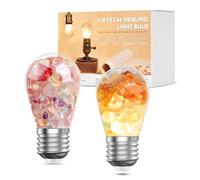 BrightWish Cristalli Lampadina E27 LED Vintage, Luci di Cristallo Curative 4W 3000K Bianco Caldo, Lampadine Decorative, Lampada da Comodino, Luce Notturna per Meditazione e Relax, Confezione da 2
