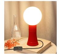 BrightWish Lampada da Tavolo Moderna con Lampadina G125 Sostituibile e Interruttore a Cavo, 7W 3000K E27, Base Alluminio - Non Dimmerabile (Rosso)