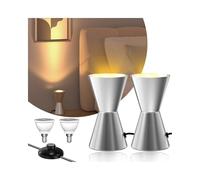 BrightWish LED Uplight Spot 6W Bodenstrahler, LED Bodenleuchte Bodenlampe innen für Indirekte Beleuchtung, Stehlampe mit Fußschalter, Warmweiß 3000K E14 Lampe Lamp (Silber2 Stück)