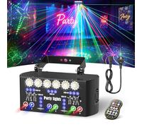 BrightWish Luci Discoteca DJ RGBW & UV con DMX, Telecomando, 3 Velocità Motore, 4 Modi Stroboscopici, Proiettore Laser per Party, Disco e Decorazioni per Feste