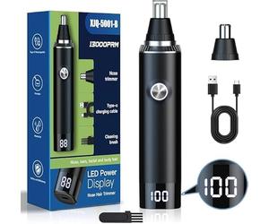 Brigin TagliaPeli Naso e Orecchio professionale Indolore,Rimozione dei capelli resistente acqua USB ricaricabile,Foglio a doppio bordo impermeabile facile da pulire