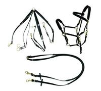 Briglia da corsa in PVC for cavalli arabi, testiera in gomma impermeabile, redini, cavezza western(Black)