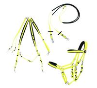 Briglia da corsa in PVC for cavalli arabi, testiera in gomma impermeabile, redini, cavezza western(Yellow)