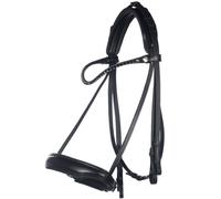 Briglia in cuoio con redini in cuoio e frontalino con brillanti neri modello Gra