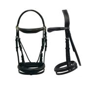 Briglia inglese Gold in cuoio italiano sagomata e anatomica con frontalino e nas