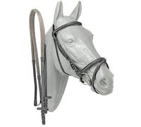 Briglia inglese in cuoio con cavezza doppia completa di redini in gomma