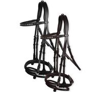 Briglia inglese in cuoio con frontalino decorato con borchiette argentate Horses