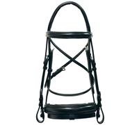 Briglia inglese in cuoio con nasalina e frontalino largo in cuoio bombè completa