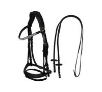 Briglia inglese in cuoio con strass bianchi su frontalino Equestro