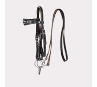 Briglia per cavalli Western in pelle di vacchetta - Testiera per cavalli Western - Attrezzatura equestre - Briglia Hobby(black,L)